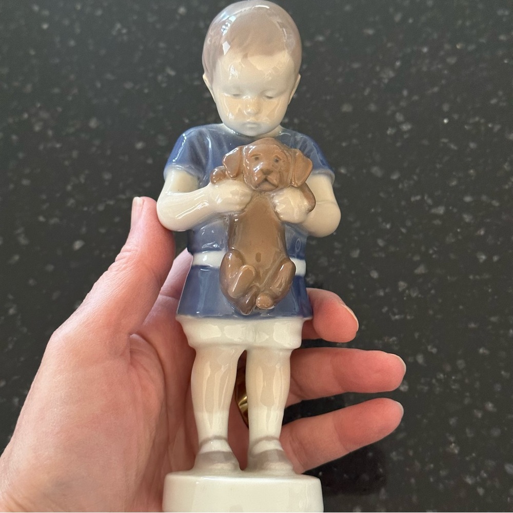 Bing and Grondahl Boy with dog porcelain figurine